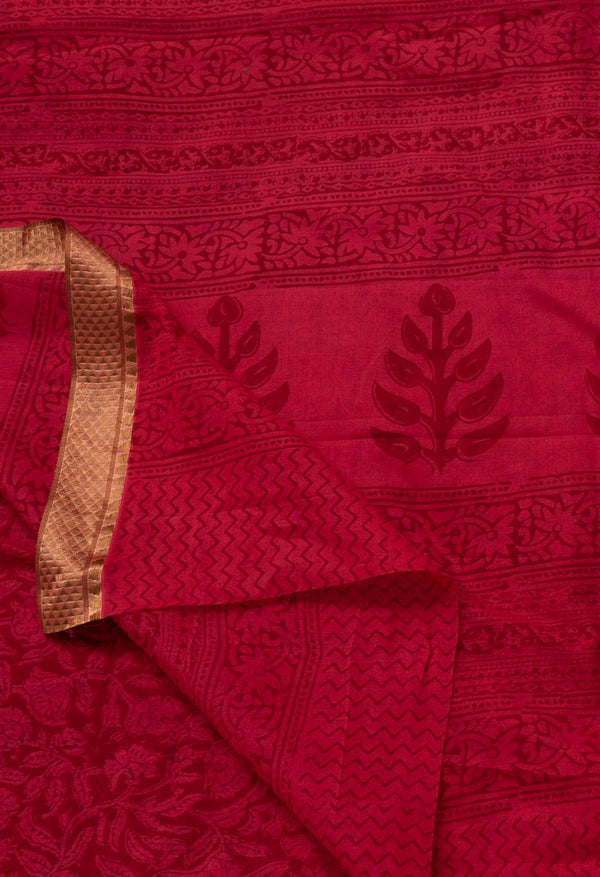 Red Pure Bagh venkatagiri Superfine Cotton Saree