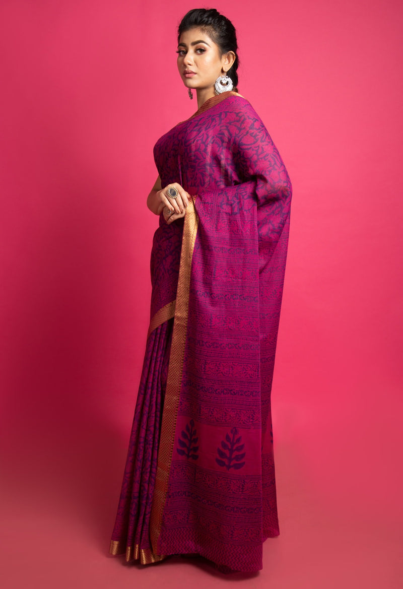 Purple Pure Bagh venkatagiri Superfine Cotton Saree