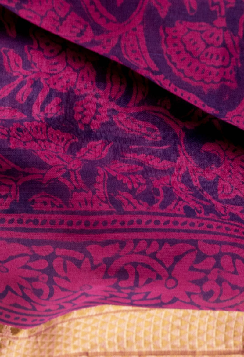 Online Shopping for Purple Pure Bagh venkatagiri Superfine Cotton Saree with Bagh from Andhra Pradesh at Unnatisilks.com India
