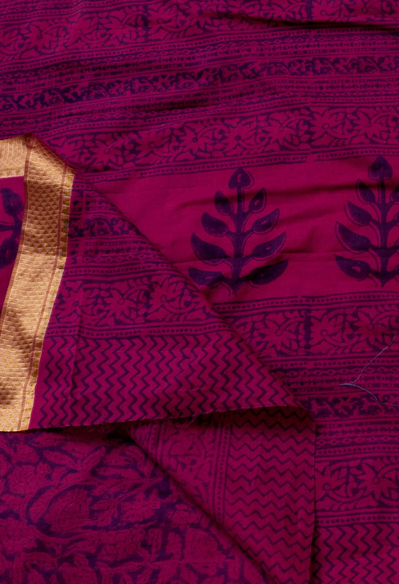 Online Shopping for Purple Pure Bagh venkatagiri Superfine Cotton Saree with Bagh from Andhra Pradesh at Unnatisilks.com India
