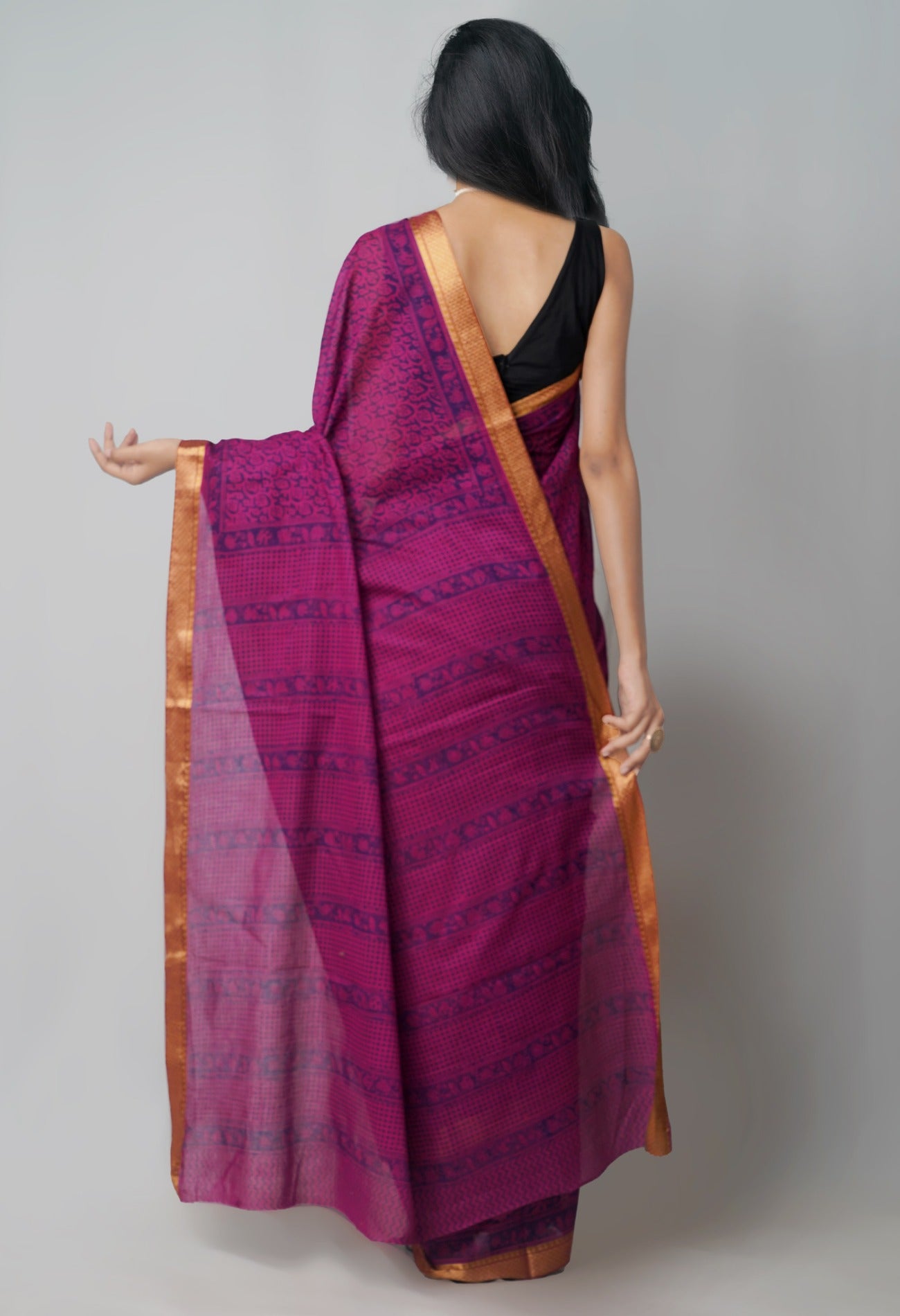 Online Shopping for Purple Pure Bagh venkatagiri Superfine Cotton Saree with Bagh from Andhra Pradesh at Unnatisilks.com India

