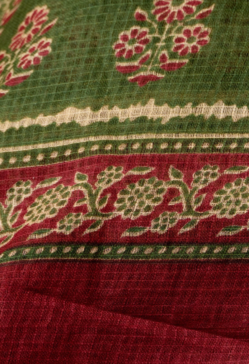 Online Shopping for Green Pure Kota With Graffiti Prints Cotton Saree with Fancy/Ethnic Prints from Rajasthan at Unnatisilks.com India
