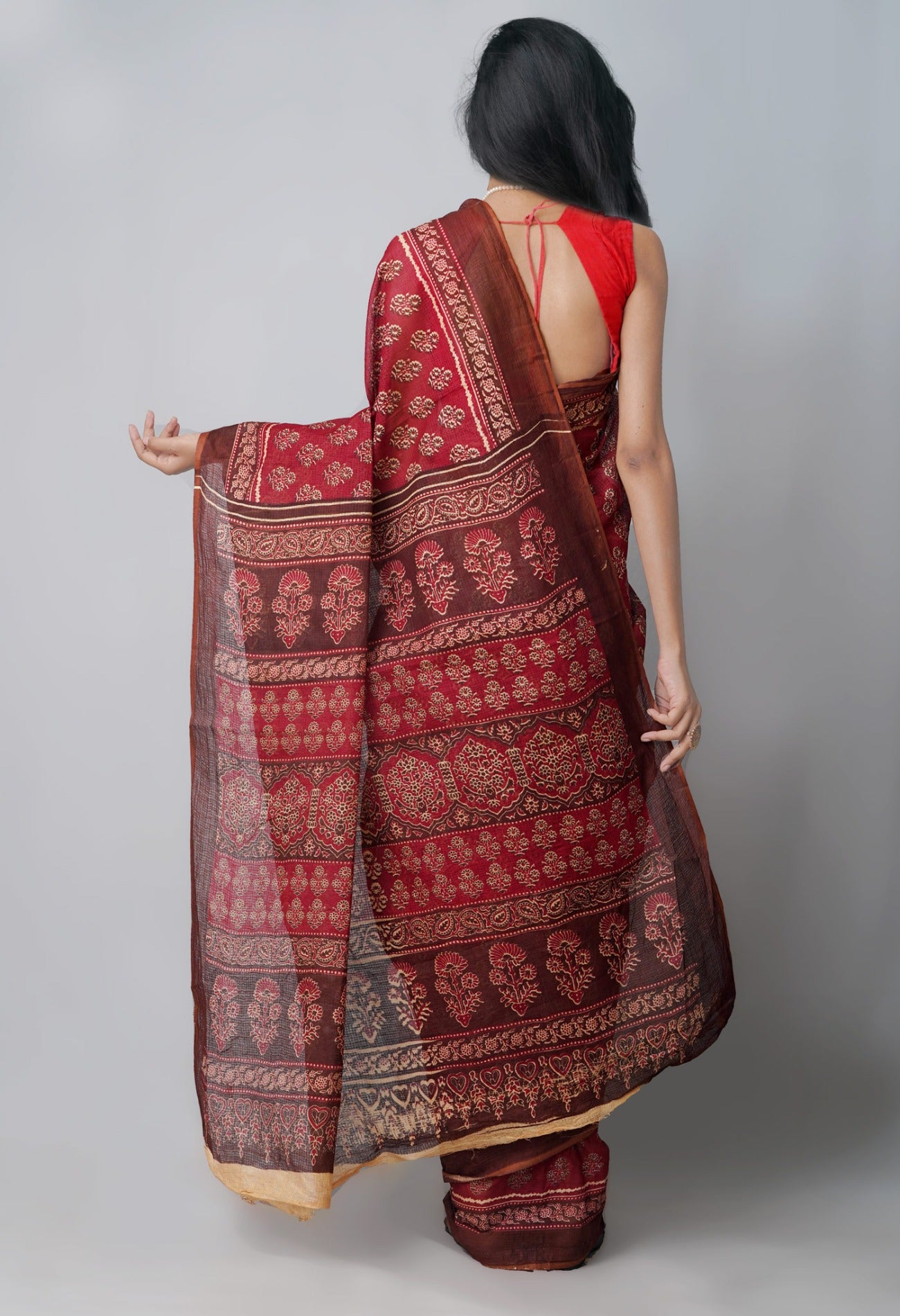 Online Shopping for Red Pure Kota With Graffiti Prints Cotton Saree with Fancy/Ethnic Prints from Rajasthan at Unnatisilks.com India
