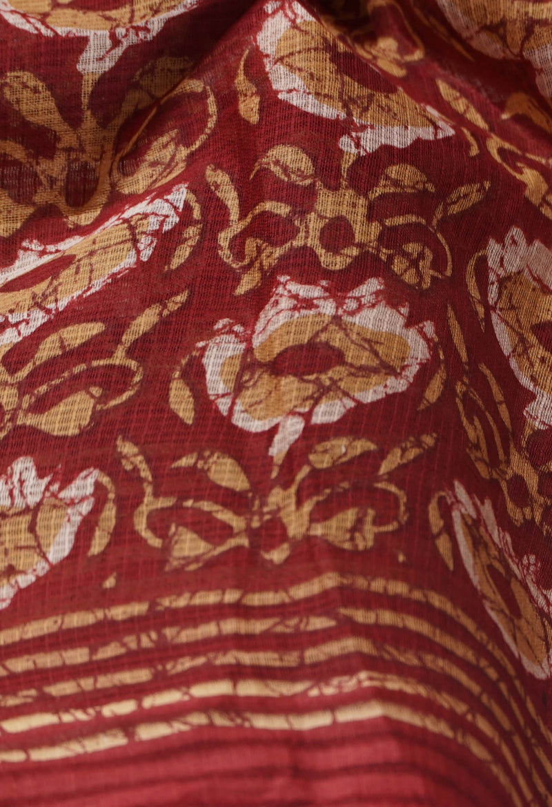 Online Shopping for Red Pure Kota With Graffiti Prints Cotton Saree with Fancy/Ethnic Prints from Rajasthan at Unnatisilks.com India
