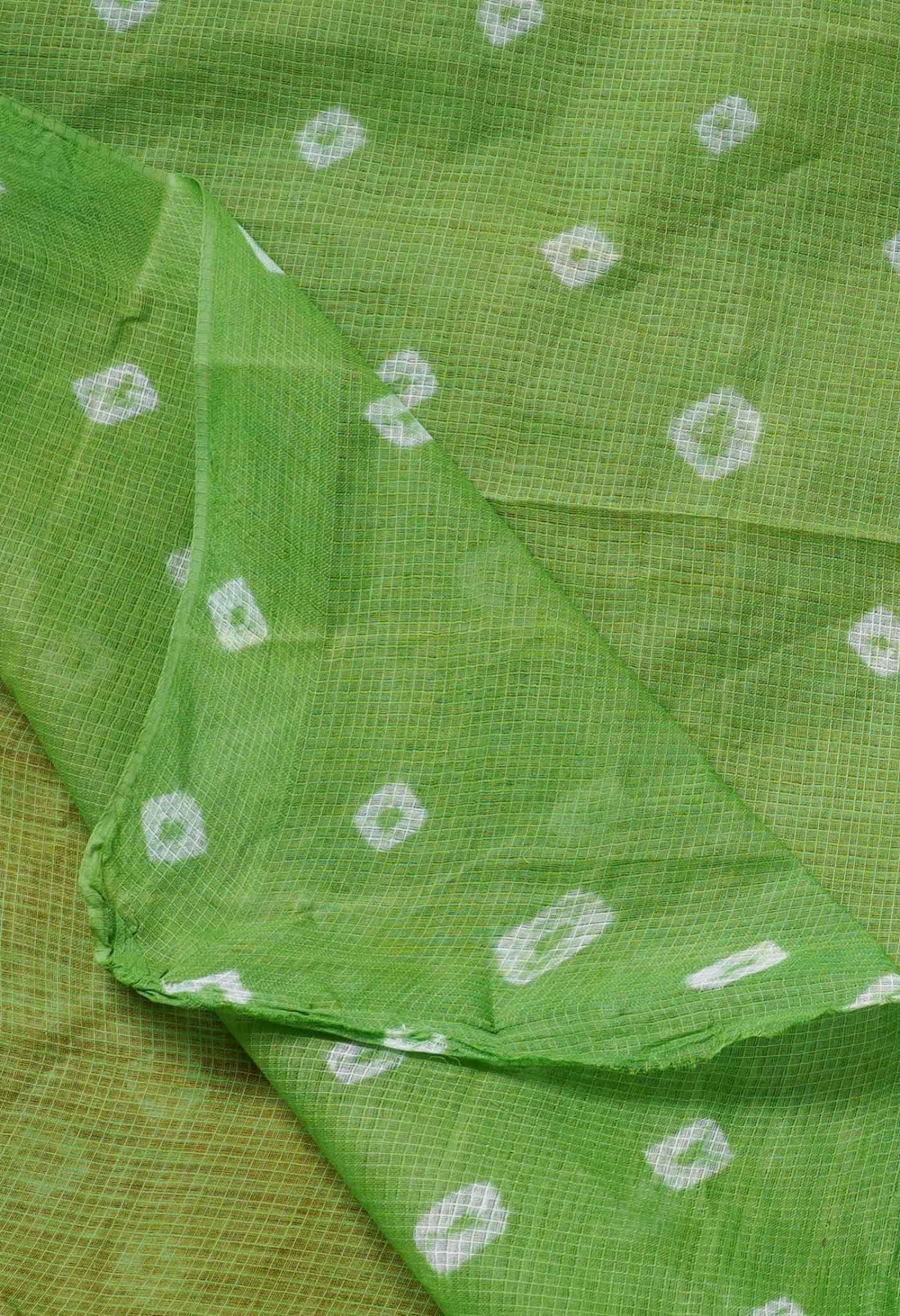Orange-Green Pure Bandhani Kota Cotton Saree-UNM62720