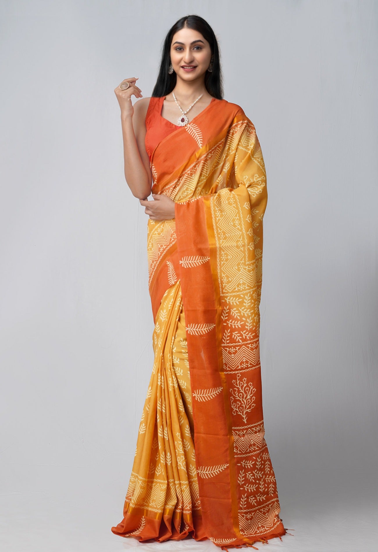 Online Shopping for Yellow Brown  Summer Bangalore Silk Saree with Fancy/Ethnic Prints from Karnataka at Unnatisilks.com India
