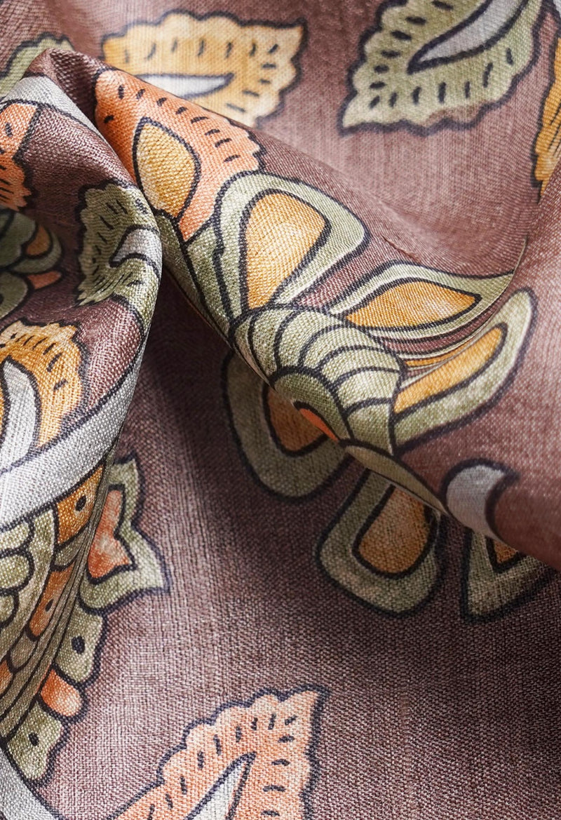 Online Shopping for Grey Pure Handloom Bengal Tussar Silk Saree with Hand Block Prints from West Bengal at Unnatisilks.com India
