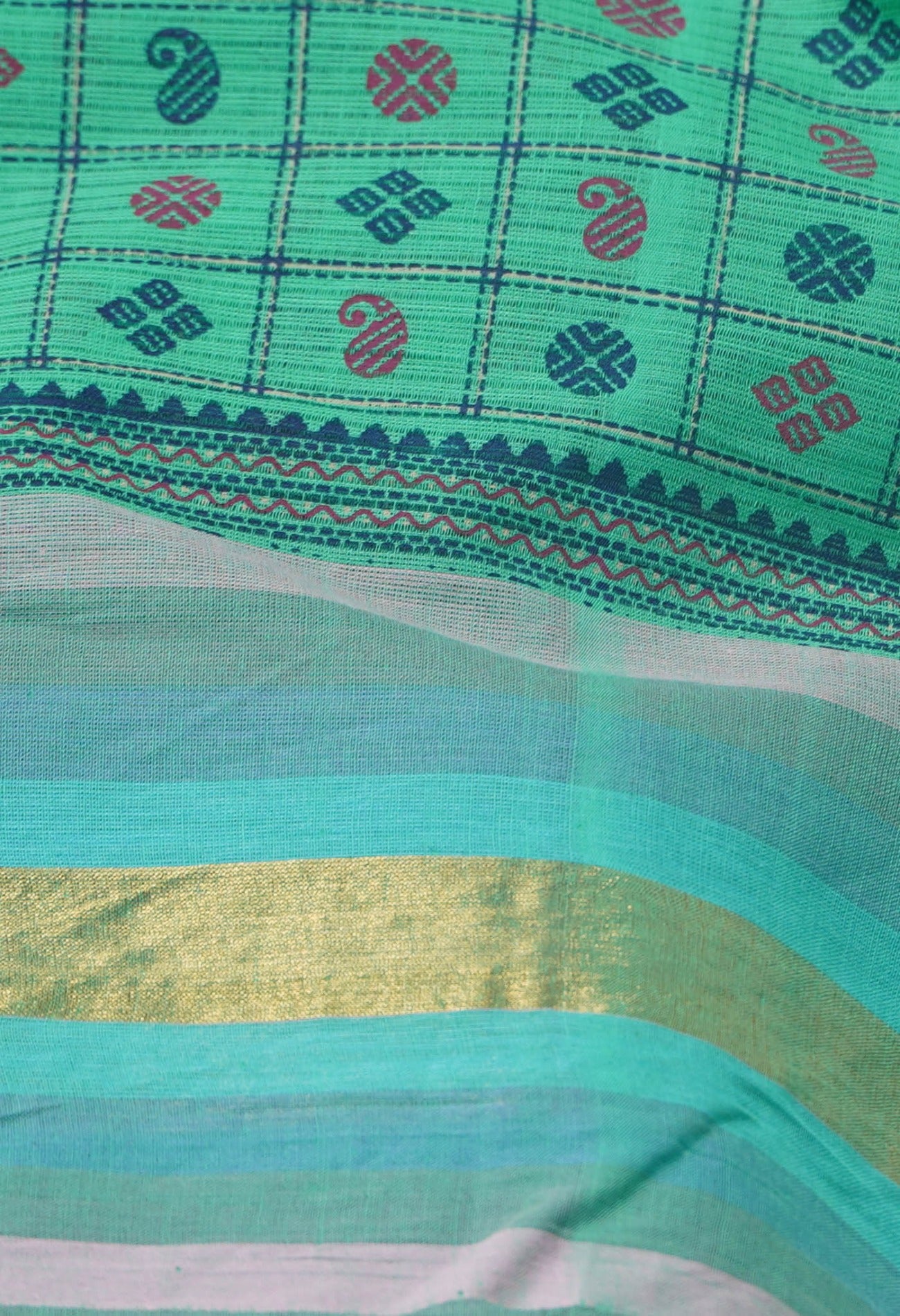 Online Shopping for Green Pure Hand Block Printed Cotton Saree with Hand Block Prints from Andhra Pradesh at Unnatisilks.com India
