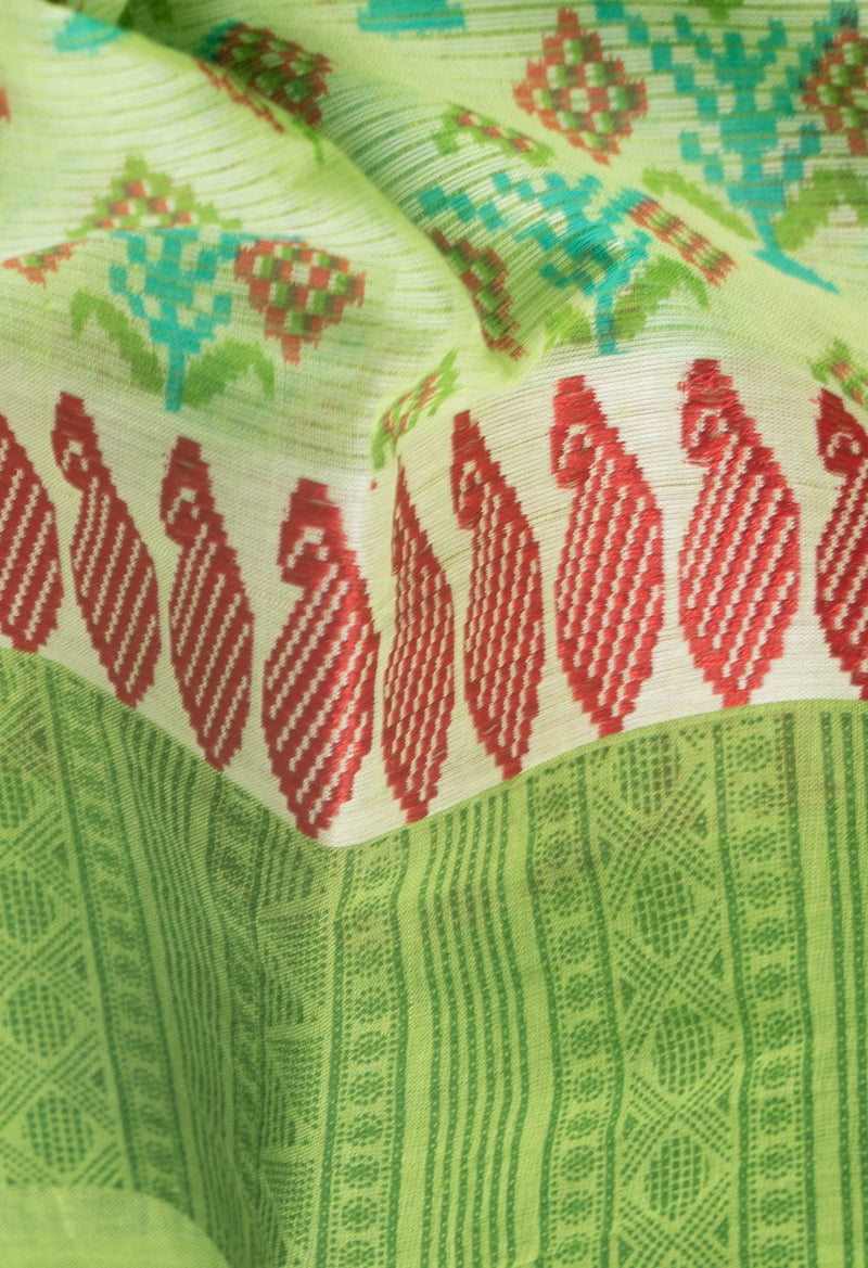 Online Shopping for Green Pure Hand Block Printed Cotton Saree with Hand Block Prints from Andhra Pradesh at Unnatisilks.com India

