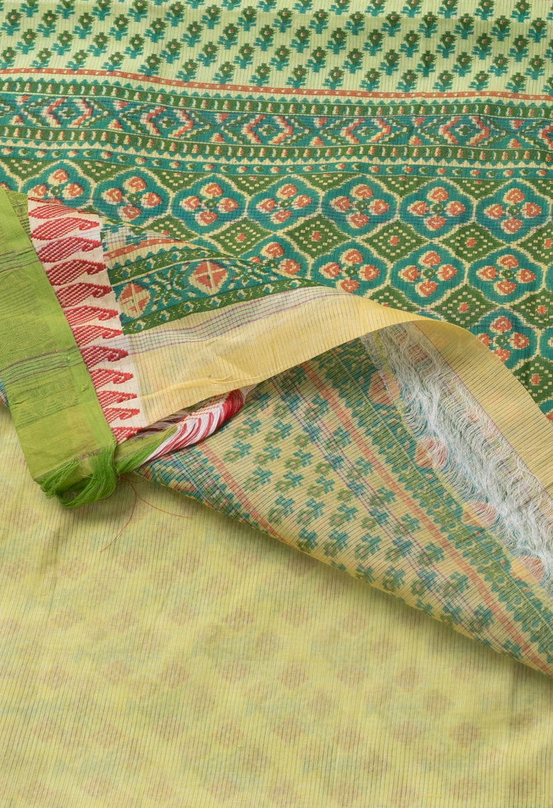 Green Pure Mangalgiri Hand Block Printed Cotton Saree