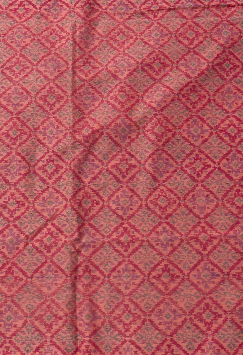 Online Shopping for Orange-Pink  Summer Bangalore Sico Saree with Hand Block Prints from Karnataka at Unnatisilks.com India
