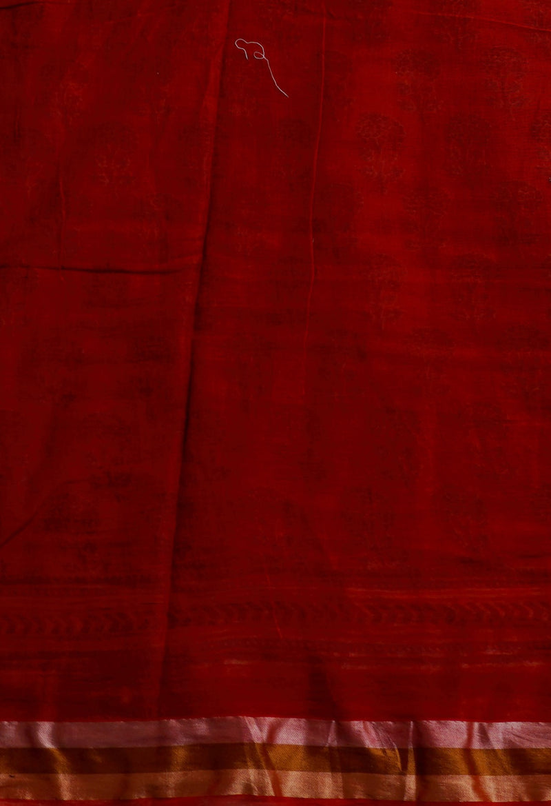 Online Shopping for Red Pure Ajrakh Mulmul  Cotton Saree with Ajrakh from Rajasthan at Unnatisilks.com India
