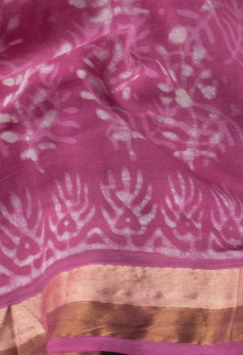 Pink Pure Preet Dabu Mulmul  Cotton Saree