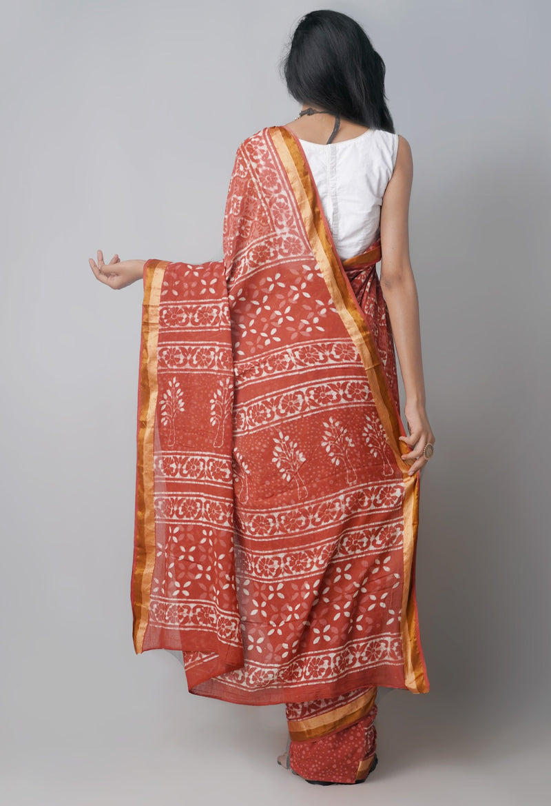 Online Shopping for Burgundy Pure Preet Dabu Mulmul  Cotton Saree with Dabu from Rajasthan at Unnatisilks.com India
