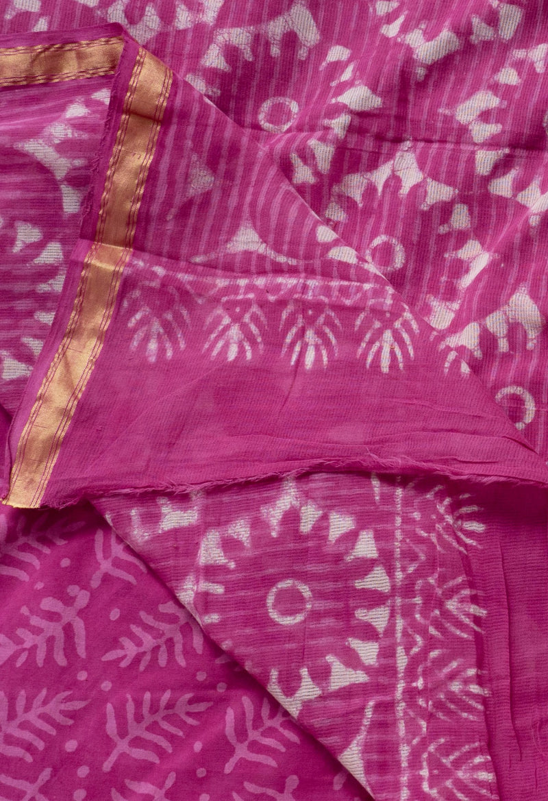 Pink Pure Preet Dabu Mulmul  Cotton Saree