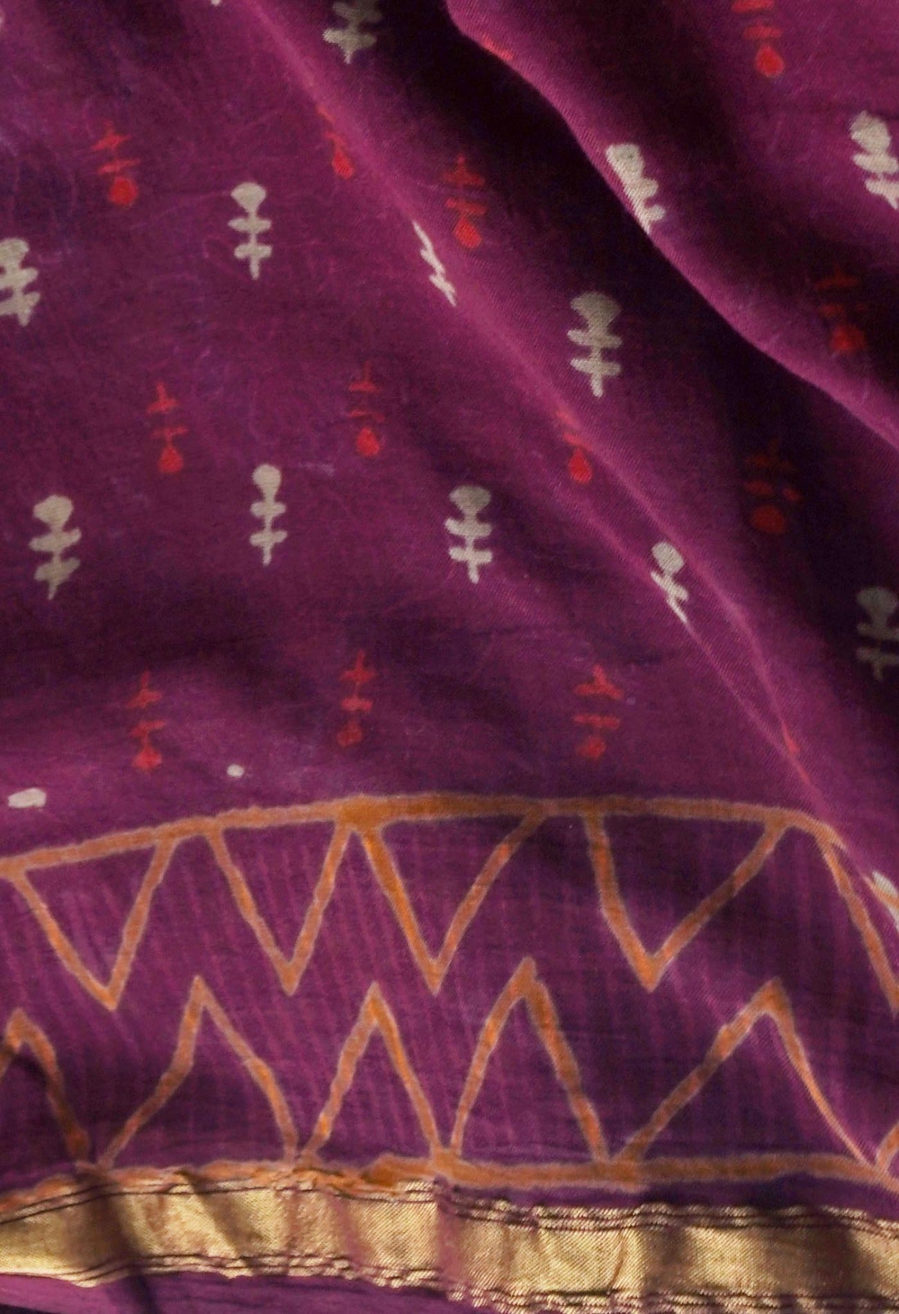 Online Shopping for Maroon  Napthol Printed Cotton Saree with Hand Block Prints from Rajasthan at Unnatisilks.com India
