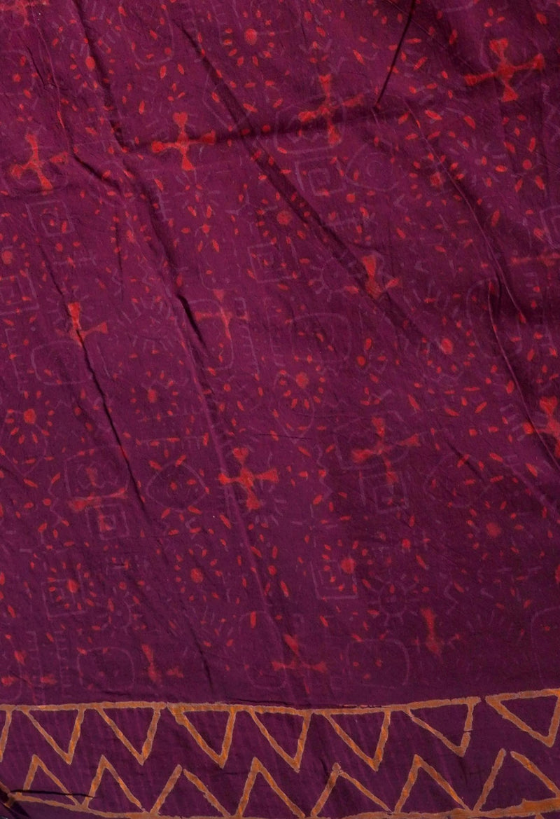 Online Shopping for Maroon  Napthol Printed Cotton Saree with Hand Block Prints from Rajasthan at Unnatisilks.com India
