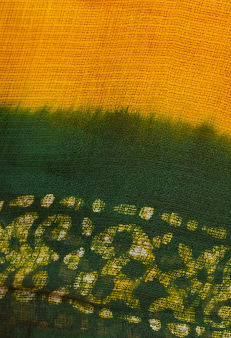 Online Shopping for Yellow-Green Pure Batik Kota Cotton Saree with Batik from Rajasthan at Unnatisilks.com India
