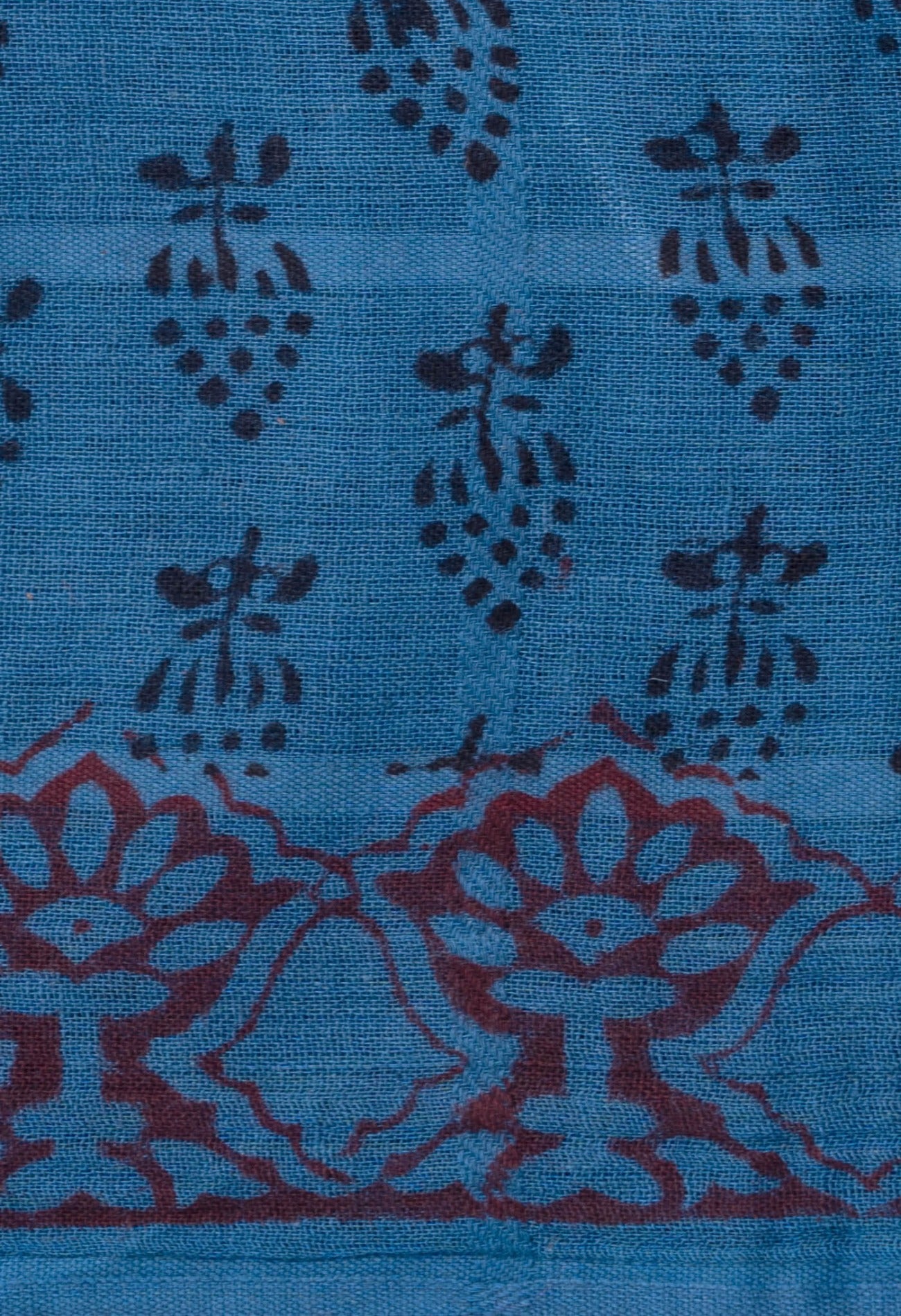 Online Shopping for Blue Pure Bagh Maheshwari Cotton Saree with Bagru from Madhya Pradesh at Unnatisilks.com India
