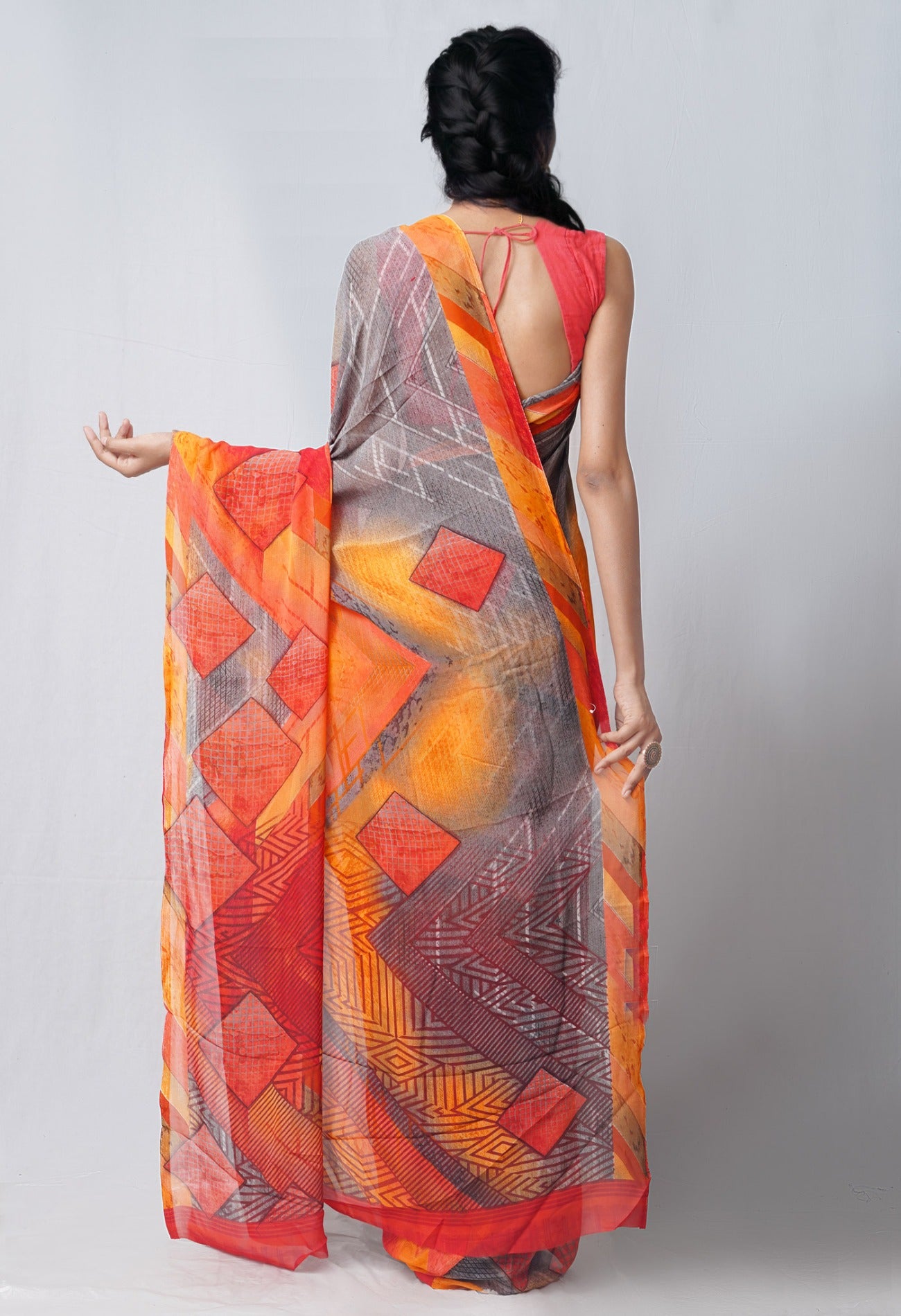 Online Shopping for Multi  Printed Art Chiffon Saree with Fancy/Ethnic Prints from Punjab at Unnatisilks.com India
