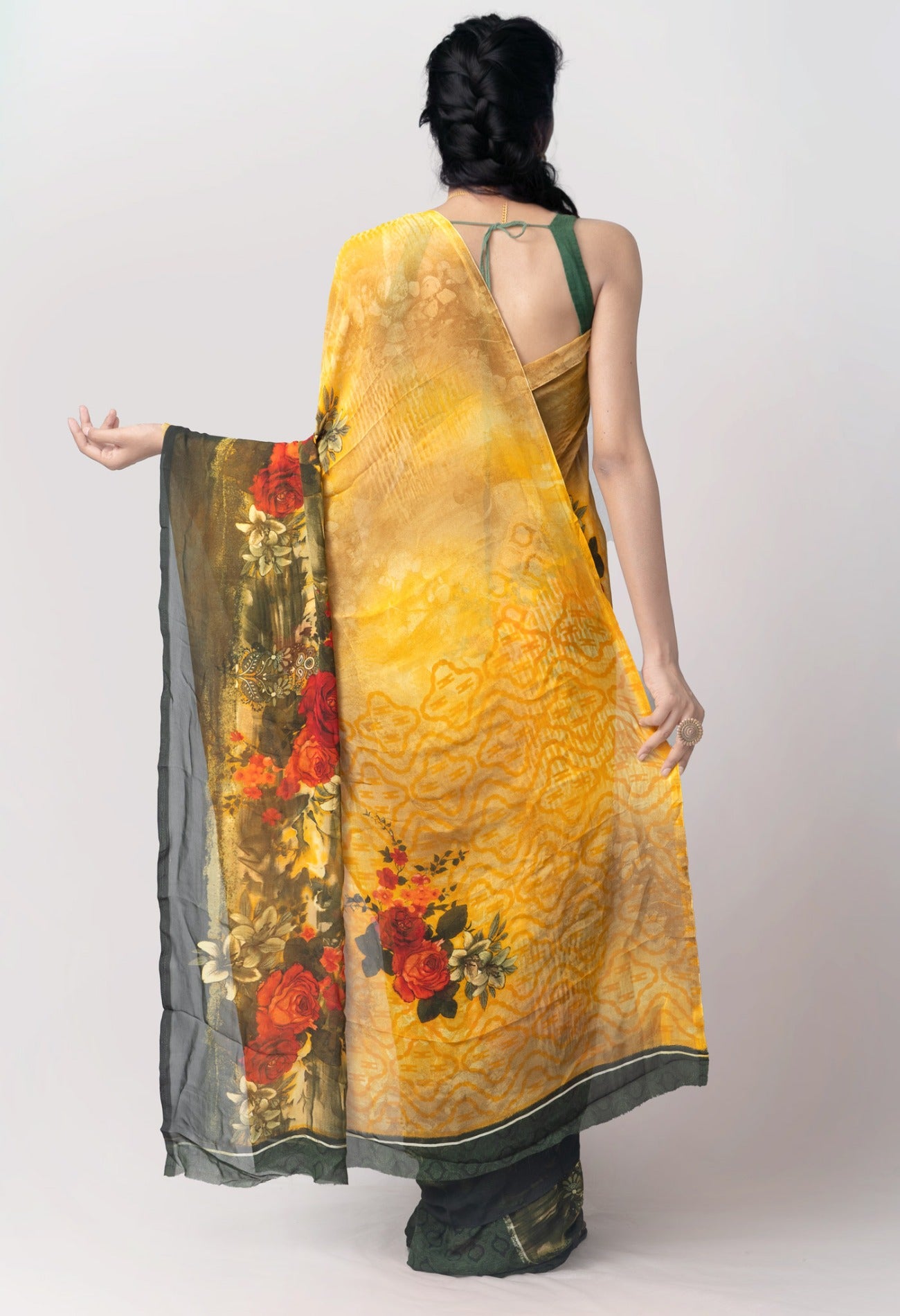 Online Shopping for Yellow  Printed Art Chiffon Saree with Fancy/Ethnic Prints from Punjab at Unnatisilks.com India
