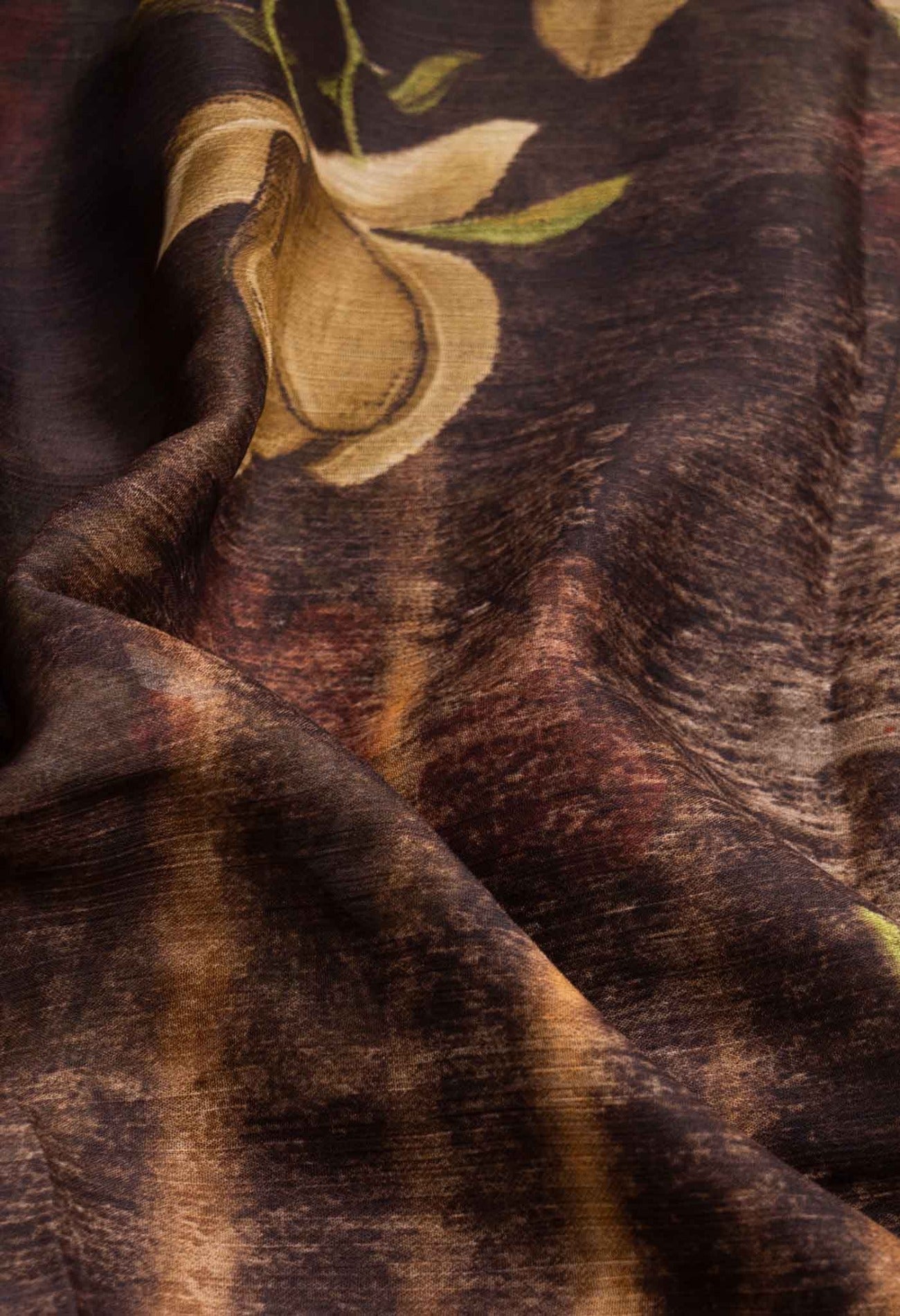 Online Shopping for Brown  Printed Art Chiffon Saree with Fancy/Ethnic Prints from Punjab at Unnatisilks.com India
