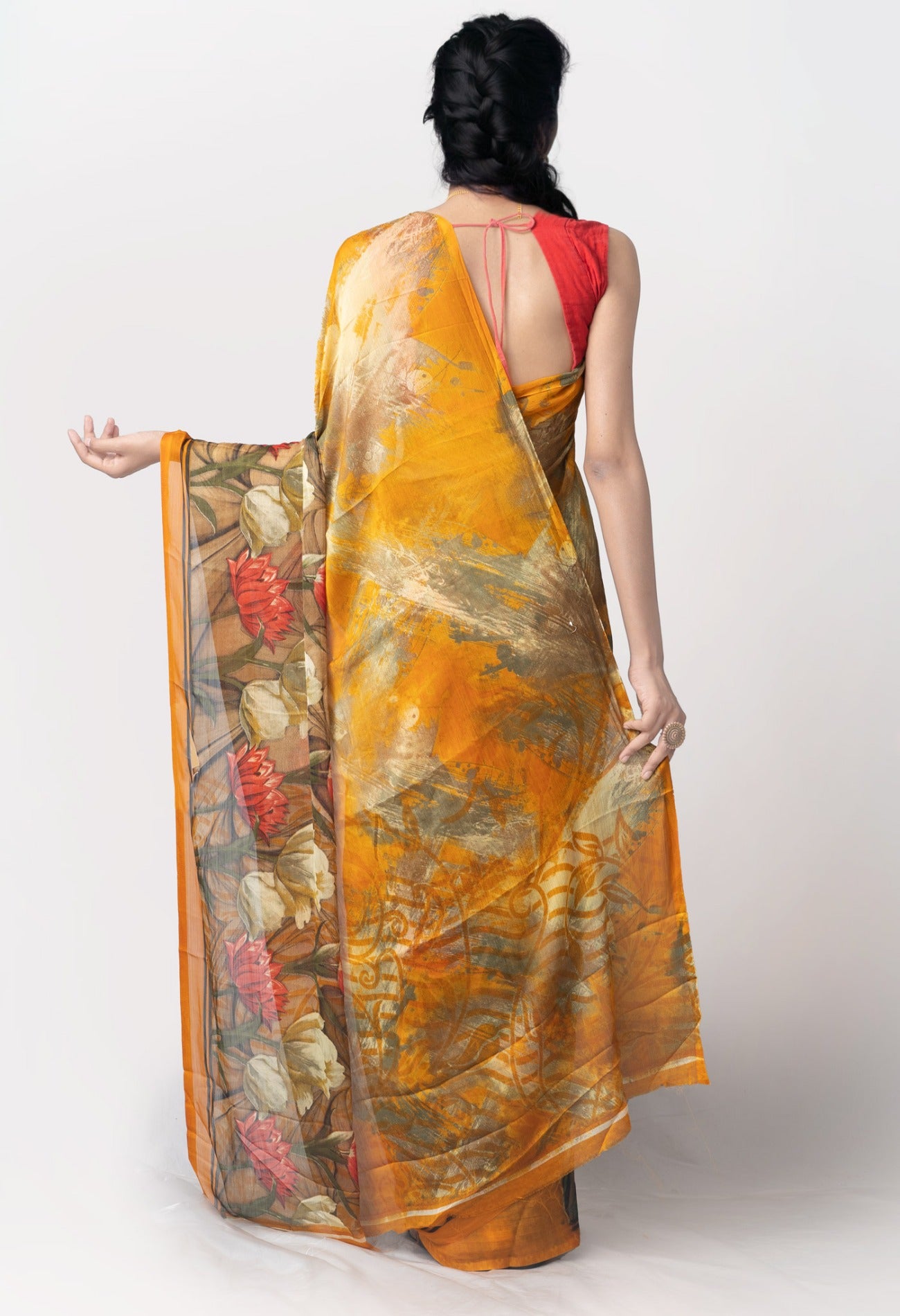 Online Shopping for Multi  Printed Art Chiffon Saree with Fancy/Ethnic Prints from Punjab at Unnatisilks.com India
