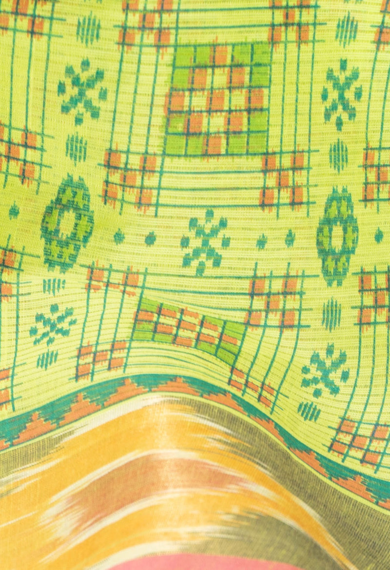 Online Shopping for Green Pure Pavani Mangalgiri Cotton Saree with Hand Block Prints from Andhra Pradesh at Unnatisilks.com India
