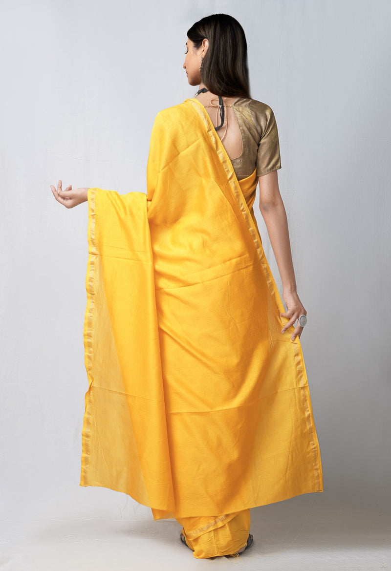 Online Shopping for Orange Pure Chanderi Sico Saree with Weaving from Madhya Pradesh at Unnatisilks.com India
