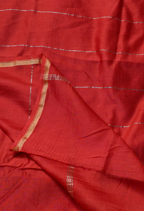 Red Pure Chanderi Sico Saree