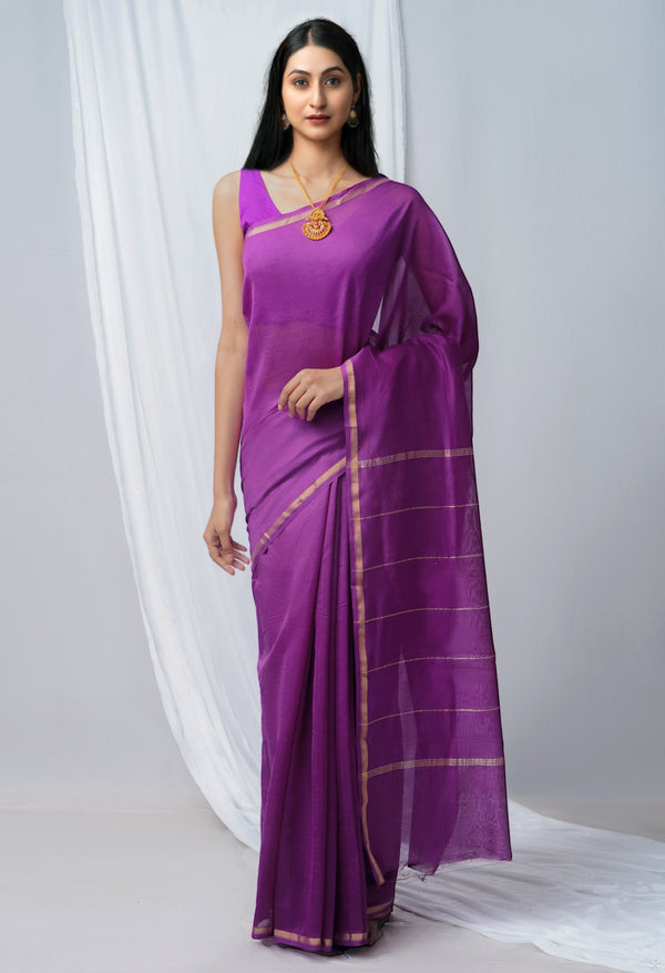 Purple Pure Chanderi Sico Saree