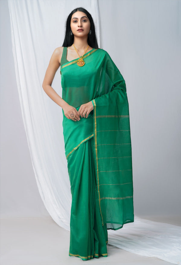 Green Pure Chanderi Sico Saree