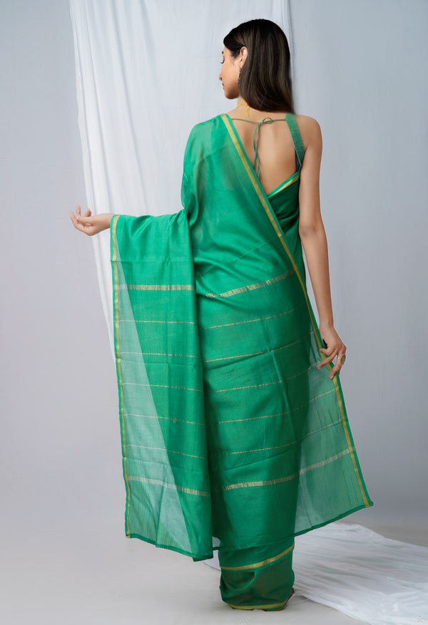 Online Shopping for Green Pure Chanderi Sico Saree with Weaving from Madhya Pradesh at Unnatisilks.com India
