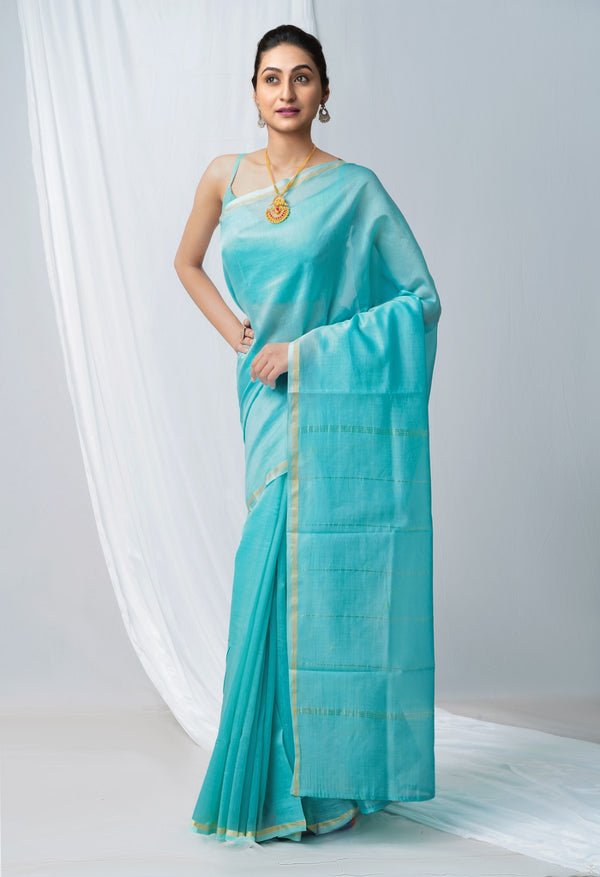 Blue Pure Chanderi Sico Saree