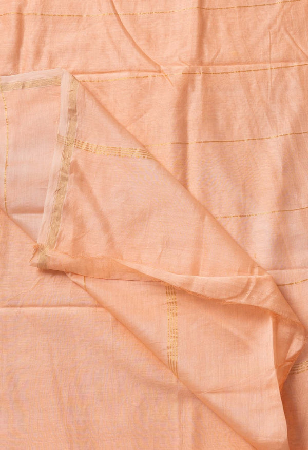 Peach Orange Pure Chanderi Sico Saree-unm63006