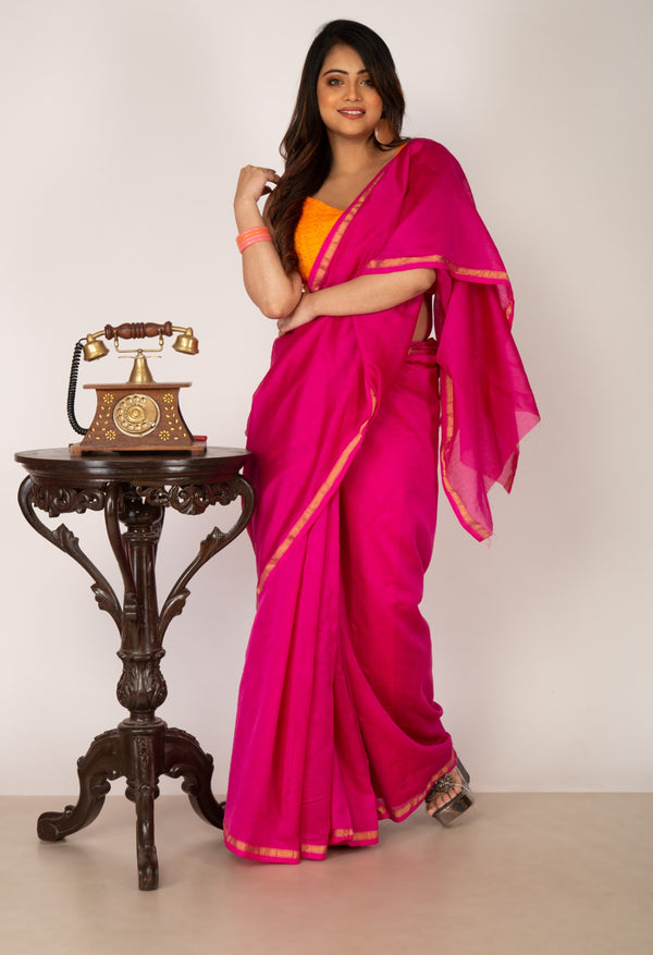 Pink Pure Chanderi Sico Saree-unm63008