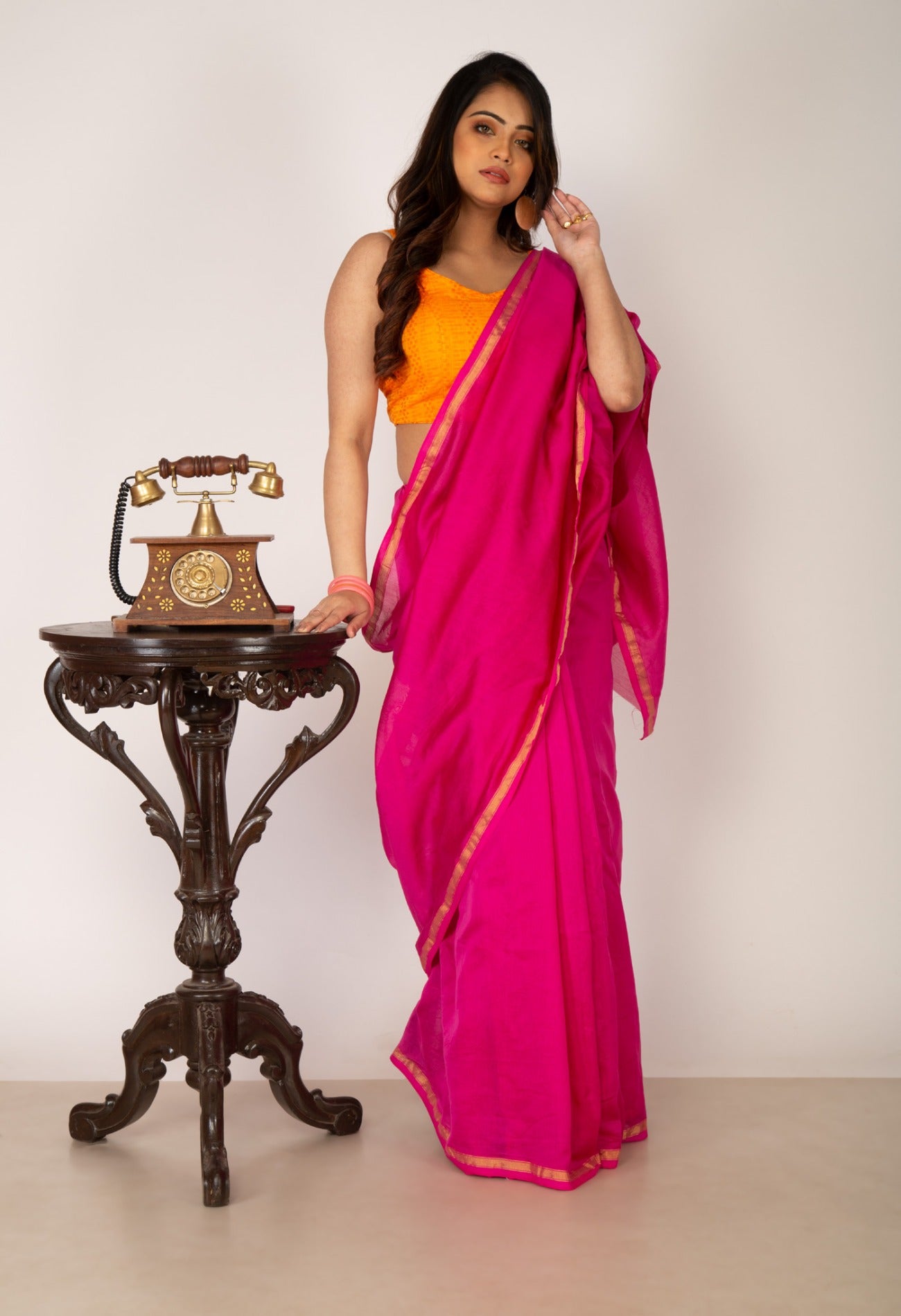 Online Shopping for Pink Pure Chanderi Sico Saree with Weaving from Madhya Pradesh at Unnatisilks.com India