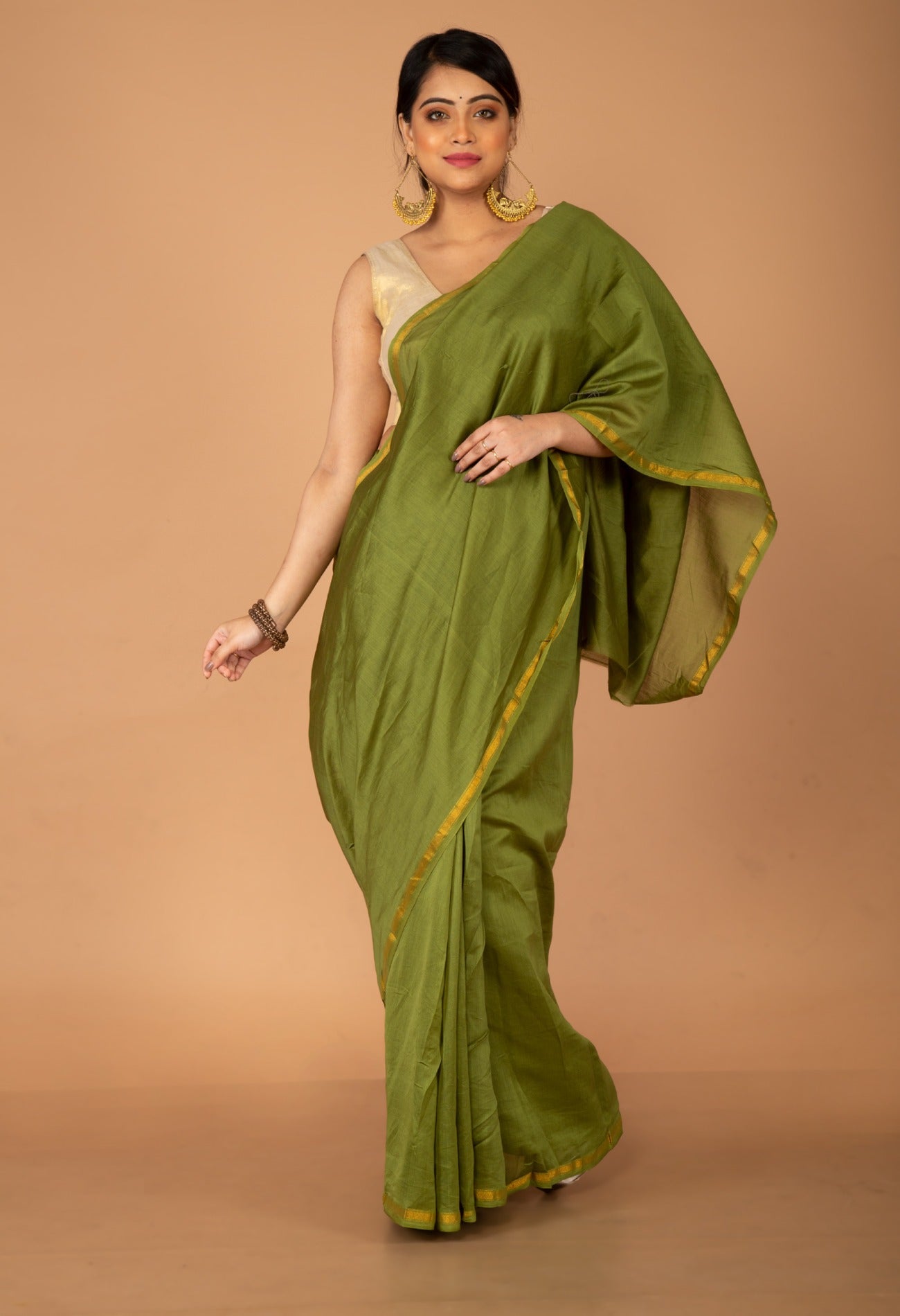 Online Shopping for Green Pure Chanderi Sico Saree with Weaving from Madhya Pradesh at Unnatisilks.com India