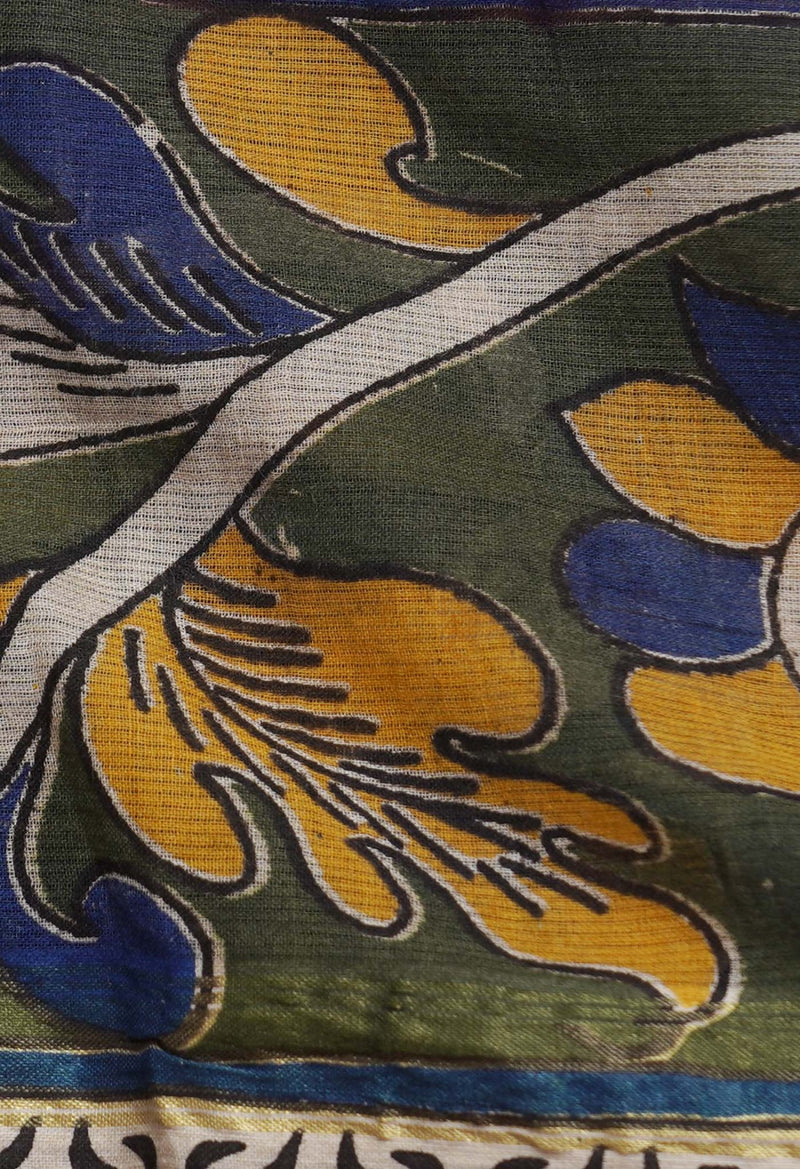 Online Shopping for Violet Pure Kalamkari Cotton Saree with Kalamkari from Andhra Pradesh at Unnatisilks.com India
