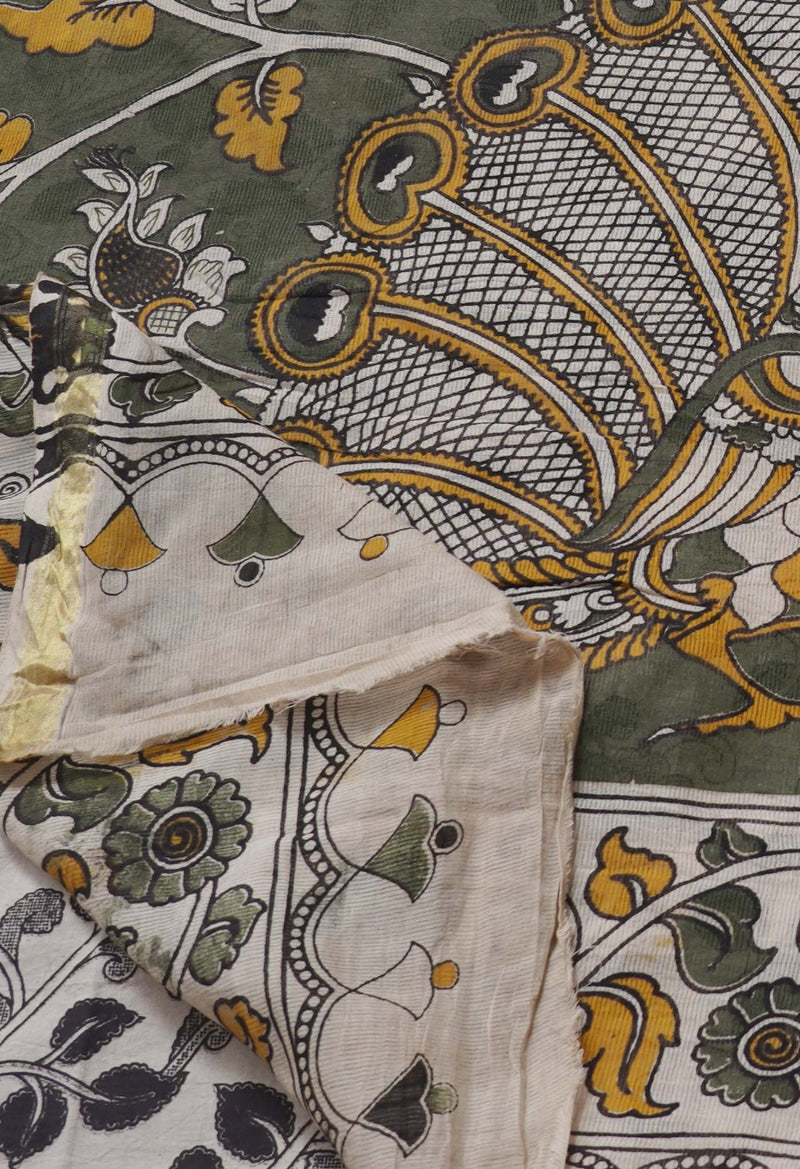 Violet Pure Kalamkari Cotton Saree