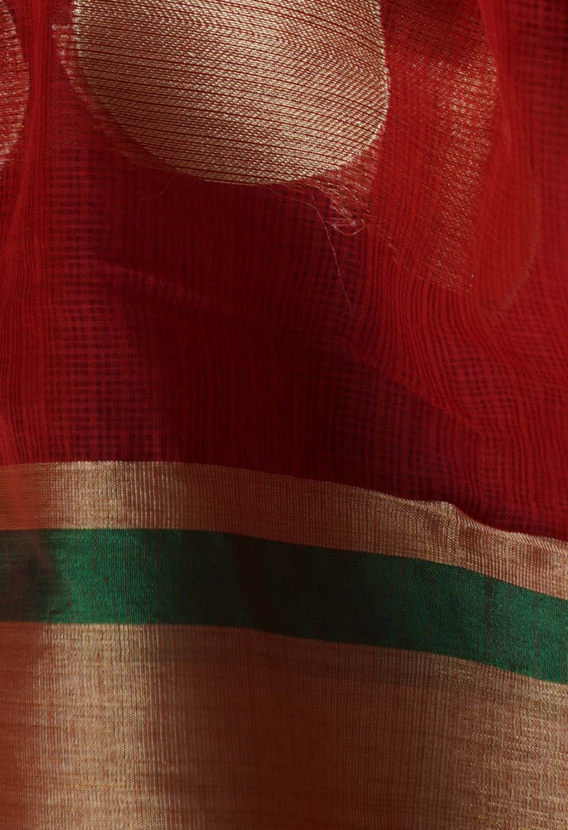 Online Shopping for Red  Fancy Banarasi Kota Saree with Weaving from Rajasthan at Unnatisilks.com India
