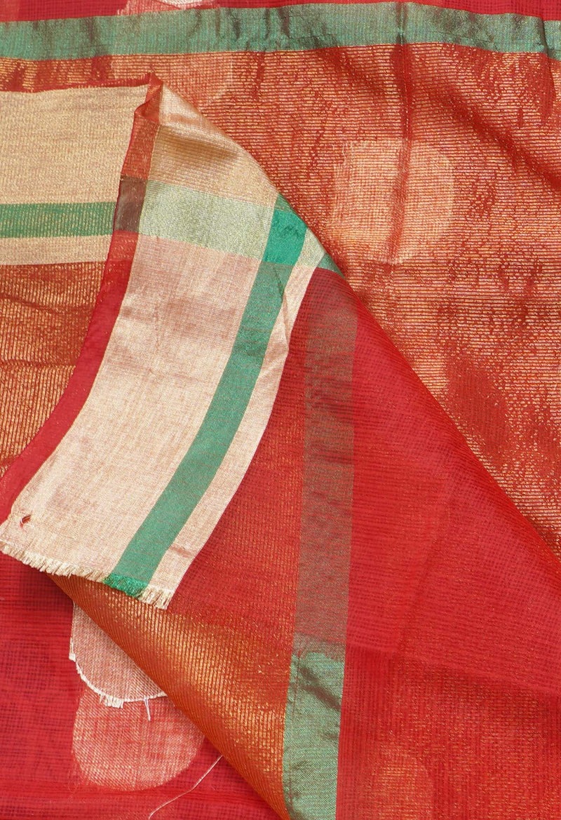 Red  Fancy Banarasi Kota Saree