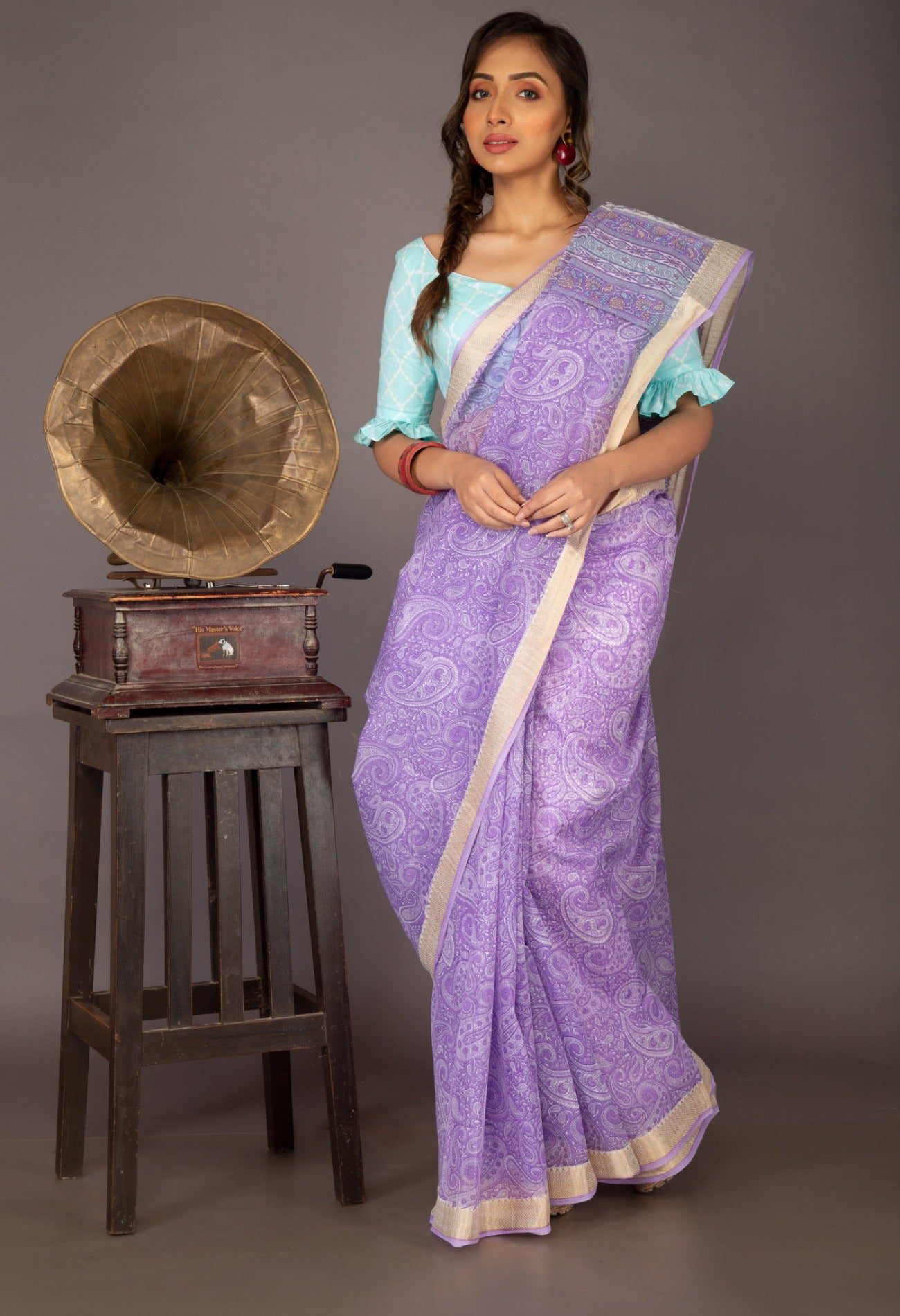 Online Shopping for Violet  Skin Printed Chanderi Sico Saree with Fancy/Ethnic Prints from Madhya Pradesh at Unnatisilks.com India
