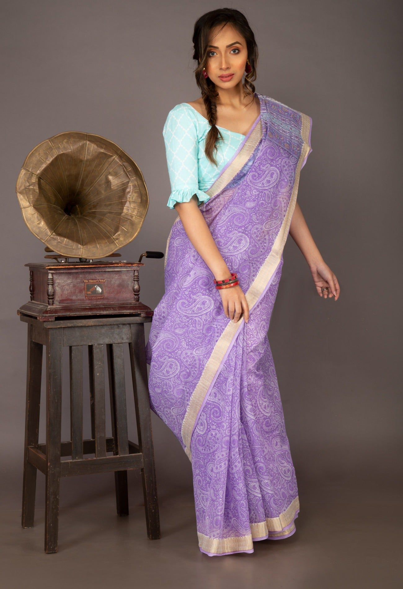 Online Shopping for Violet  Skin Printed Chanderi Sico Saree with Fancy/Ethnic Prints from Madhya Pradesh at Unnatisilks.com India