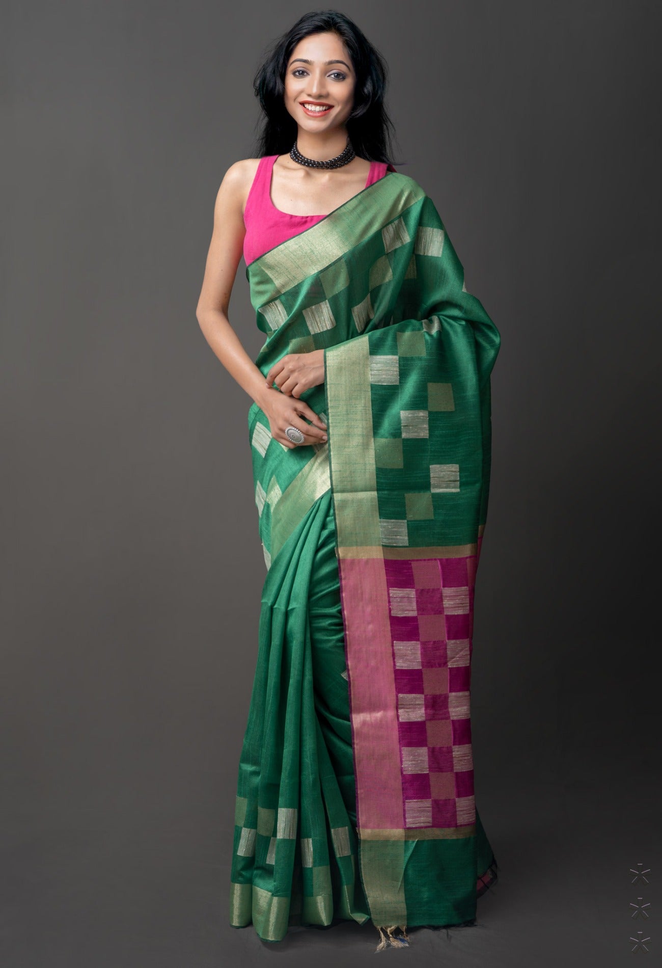 Online Shopping for Green  Dupion  Silk Saree with Weaving from West Bengal at Unnatisilks.com India
