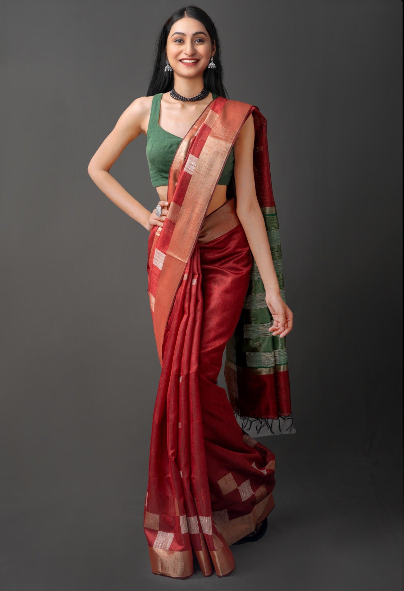 Online Shopping for Maroon  Bengal Linen Saree with Weaving from West Bengal at Unnatisilks.com India

