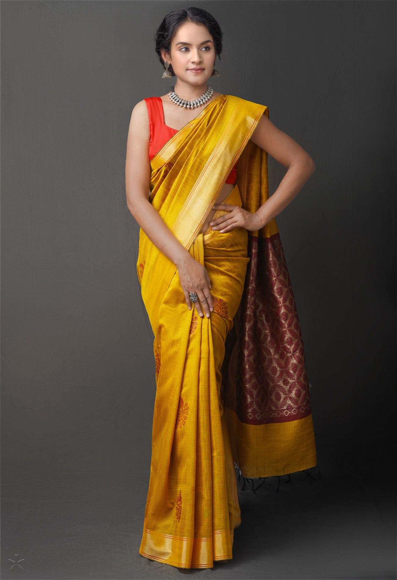 Online Shopping for Mustard Yellow  Bengal Linen Saree with Weaving from West Bengal at Unnatisilks.com India
