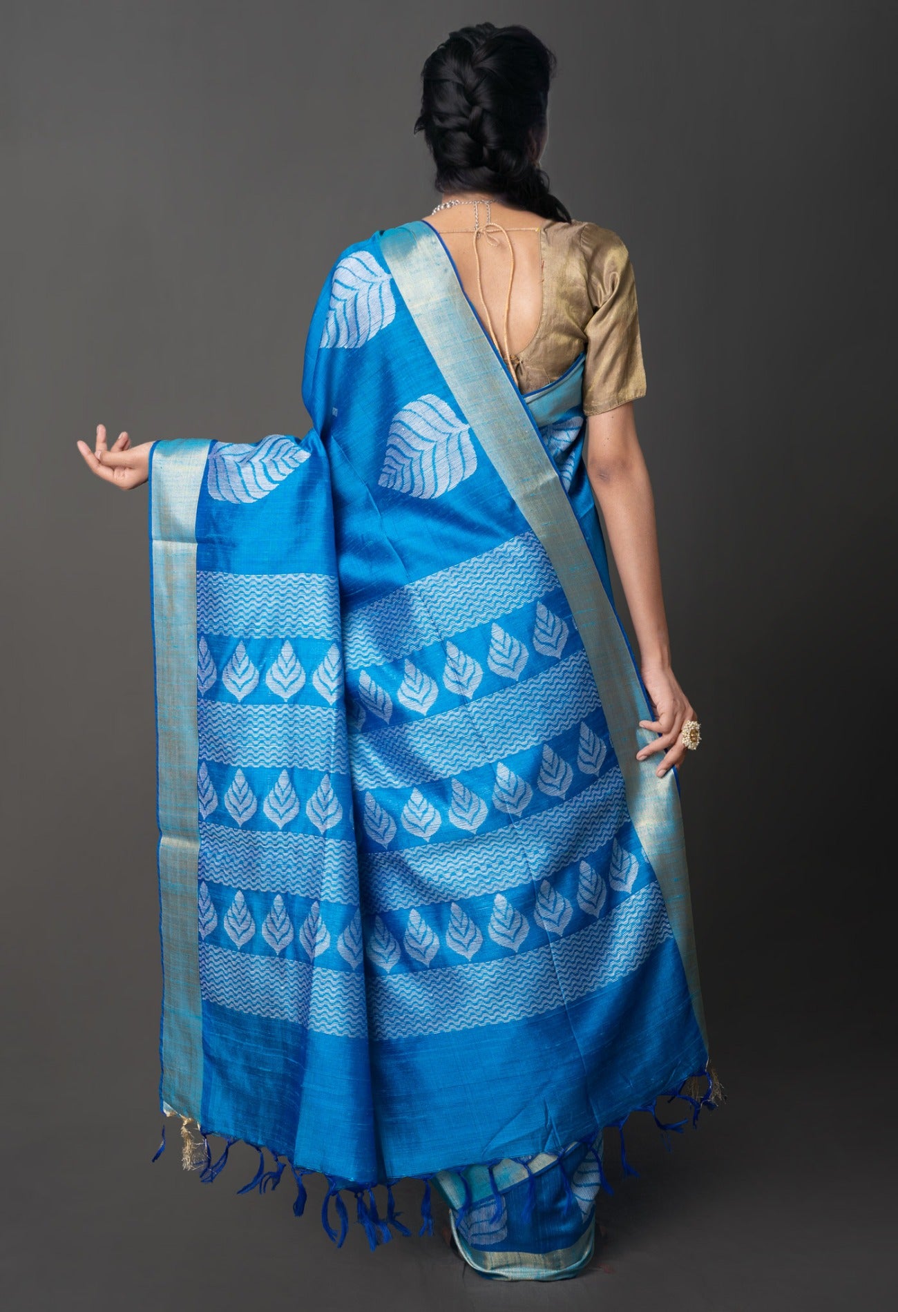 Online Shopping for Blue Pure Dupion  Silk Saree with Weaving from West Bengal at Unnatisilks.com India
