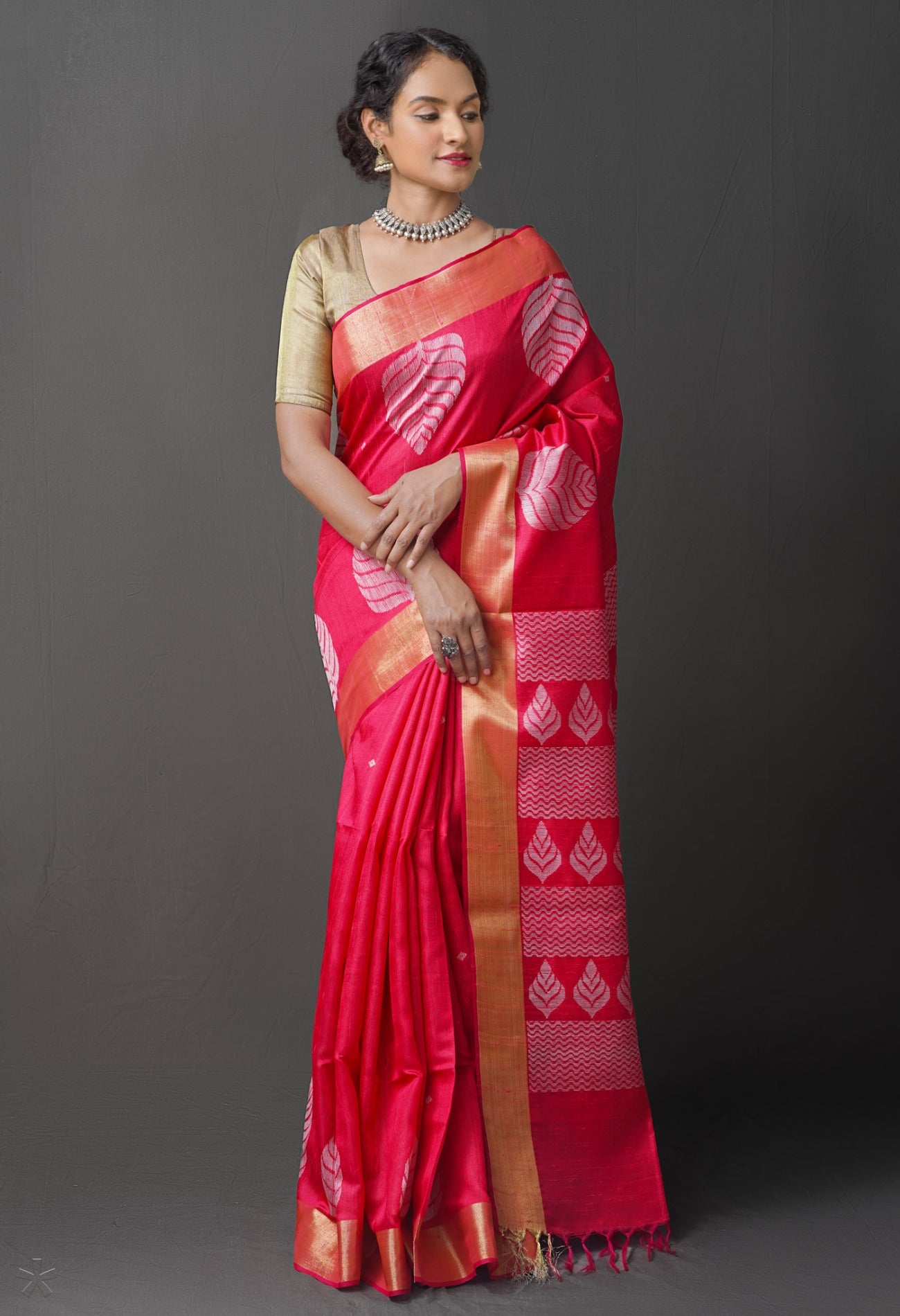 Online Shopping for Pink Pure Bengal Linen Saree with Weaving from West Bengal at Unnatisilks.com India
