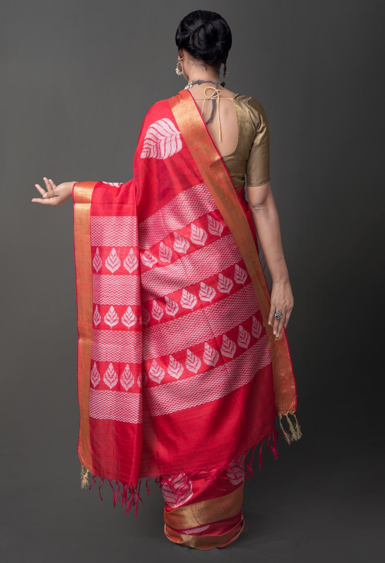 Online Shopping for Red Pure Dupion  Silk Saree with Weaving from West Bengal at Unnatisilks.com India

